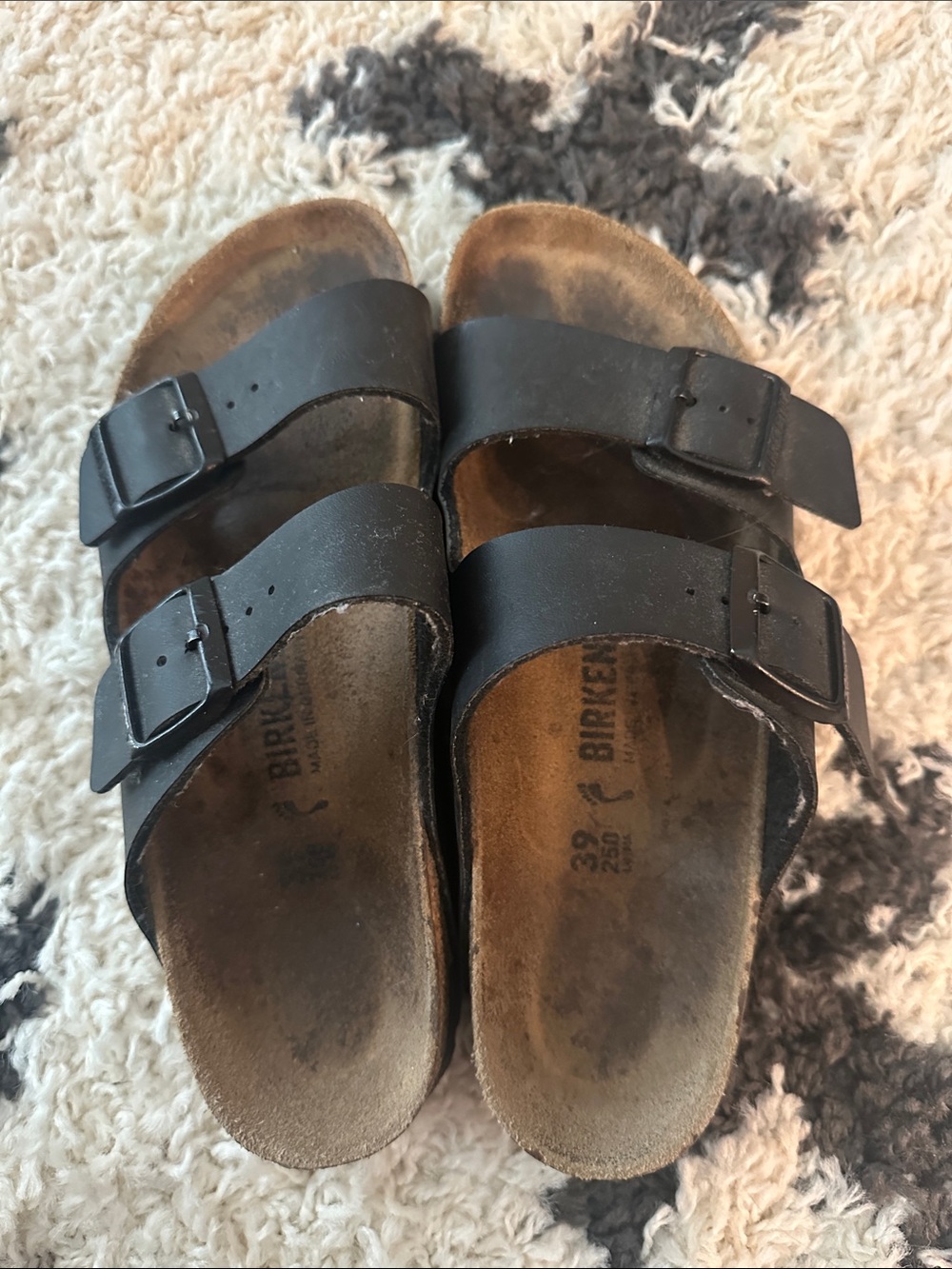Birkenstock Black Arizona Double-Strap Leather Sandals